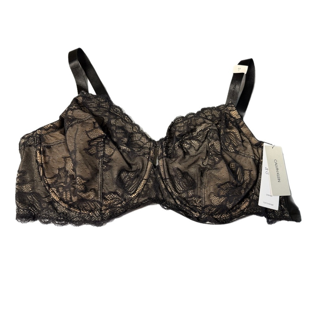 Calvin Klein Seductive Comfort Lace Multi-Part Cup Bra QF1741 Black 44C